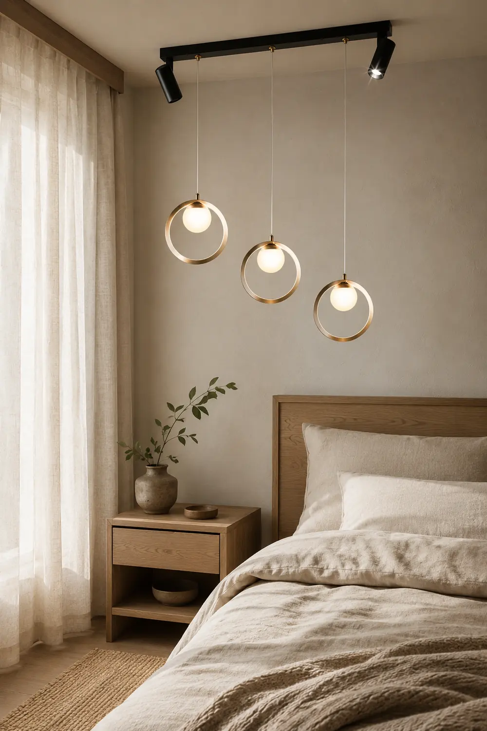 Madina Modern Metal Multi Ring Pendant Light With Spotlight, Glass/Metal - Lumpaz