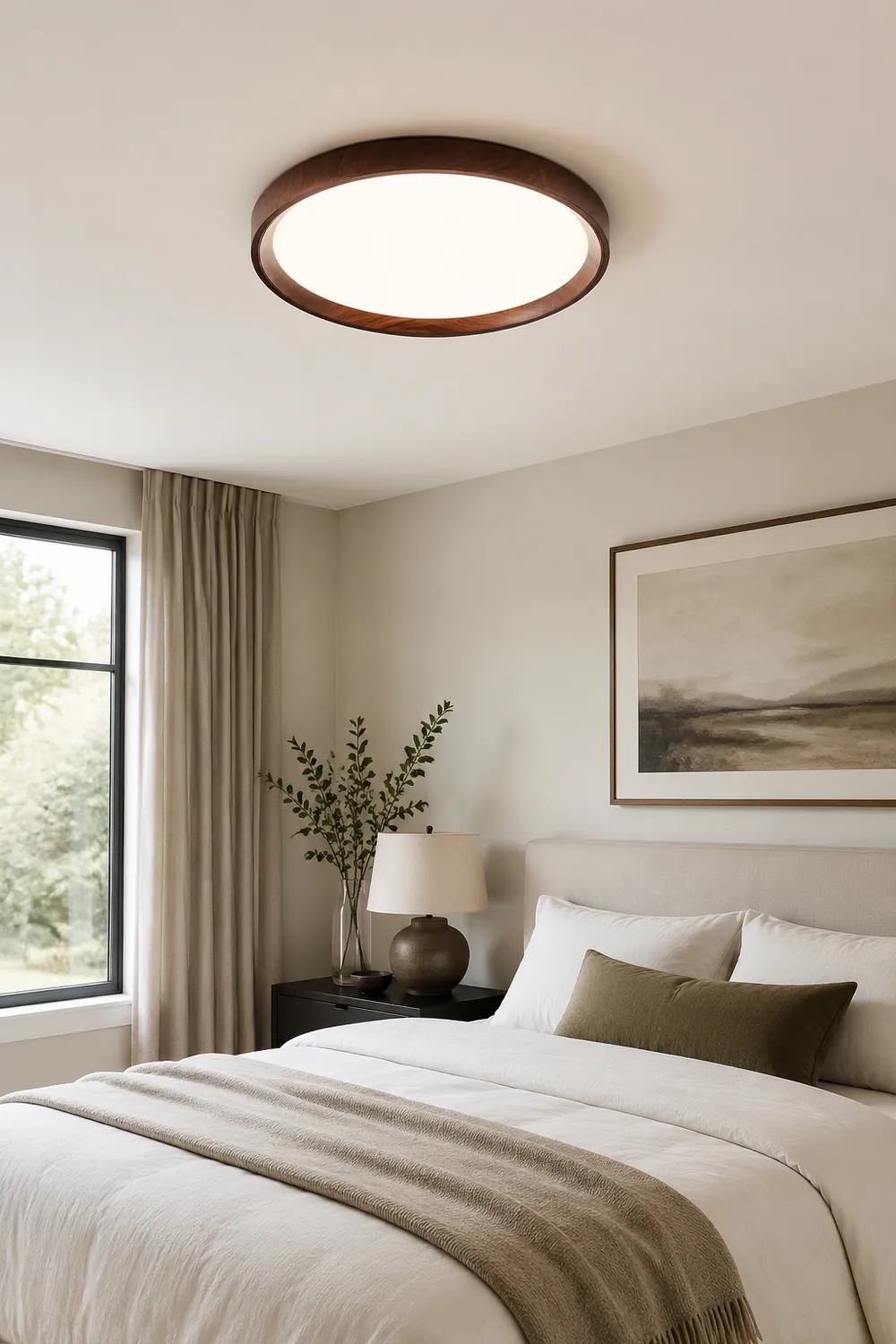 Quinn Modern LED Flush Mount Lighting White Wood/Acrylic Kitchen - Lumpaz