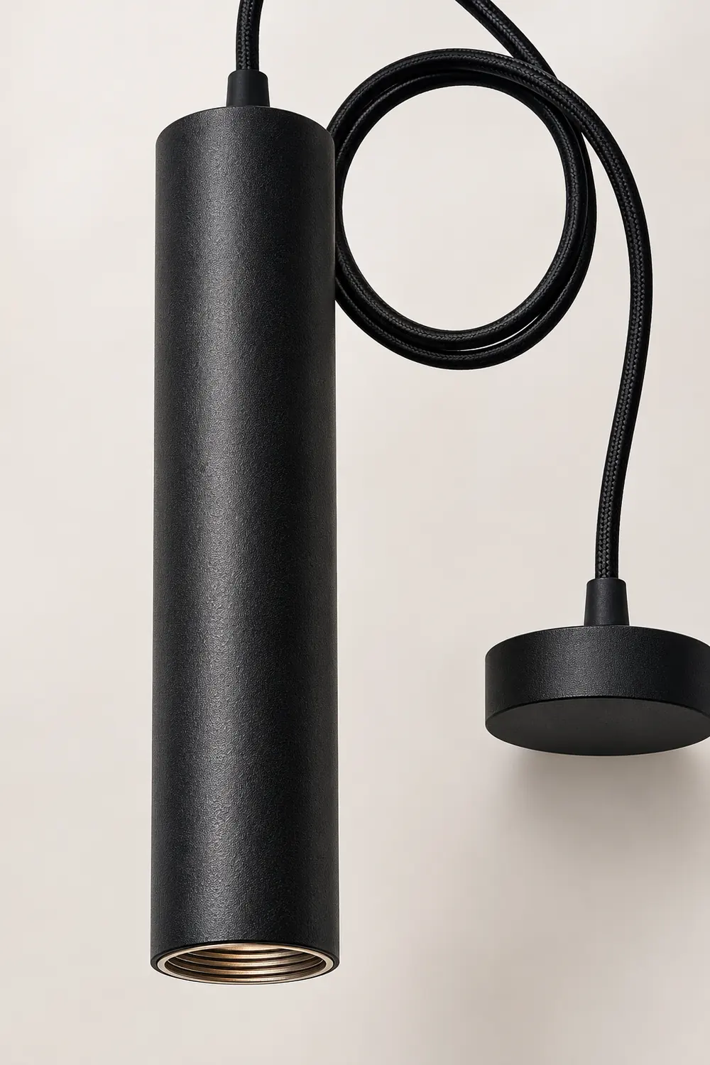 Edge Modern Cylinder Shape Pendant Light Black Metal Living Room - Lumpaz