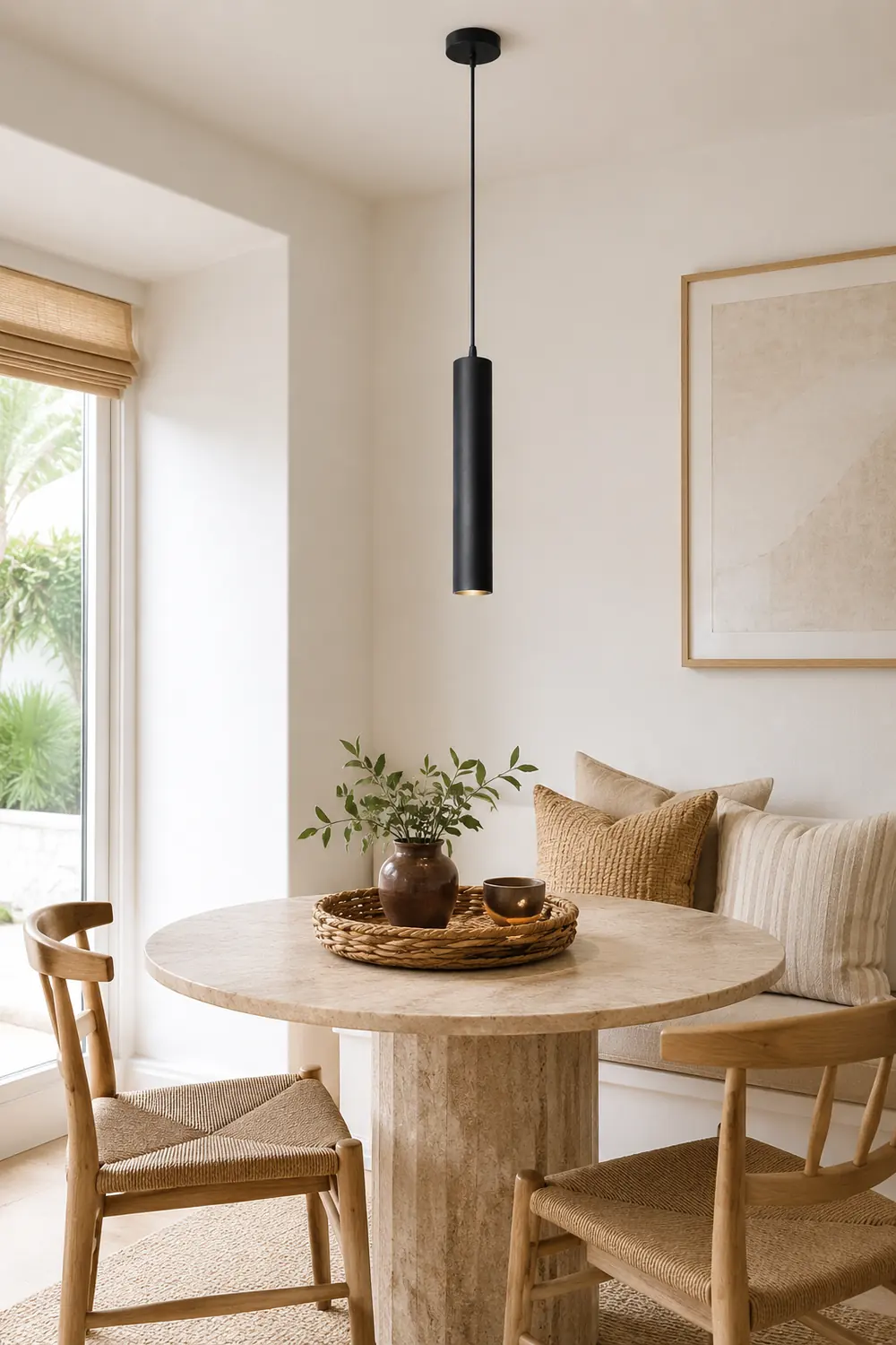 Edge Modern Cylinder Shape Pendant Light Black Metal Living Room - Lumpaz