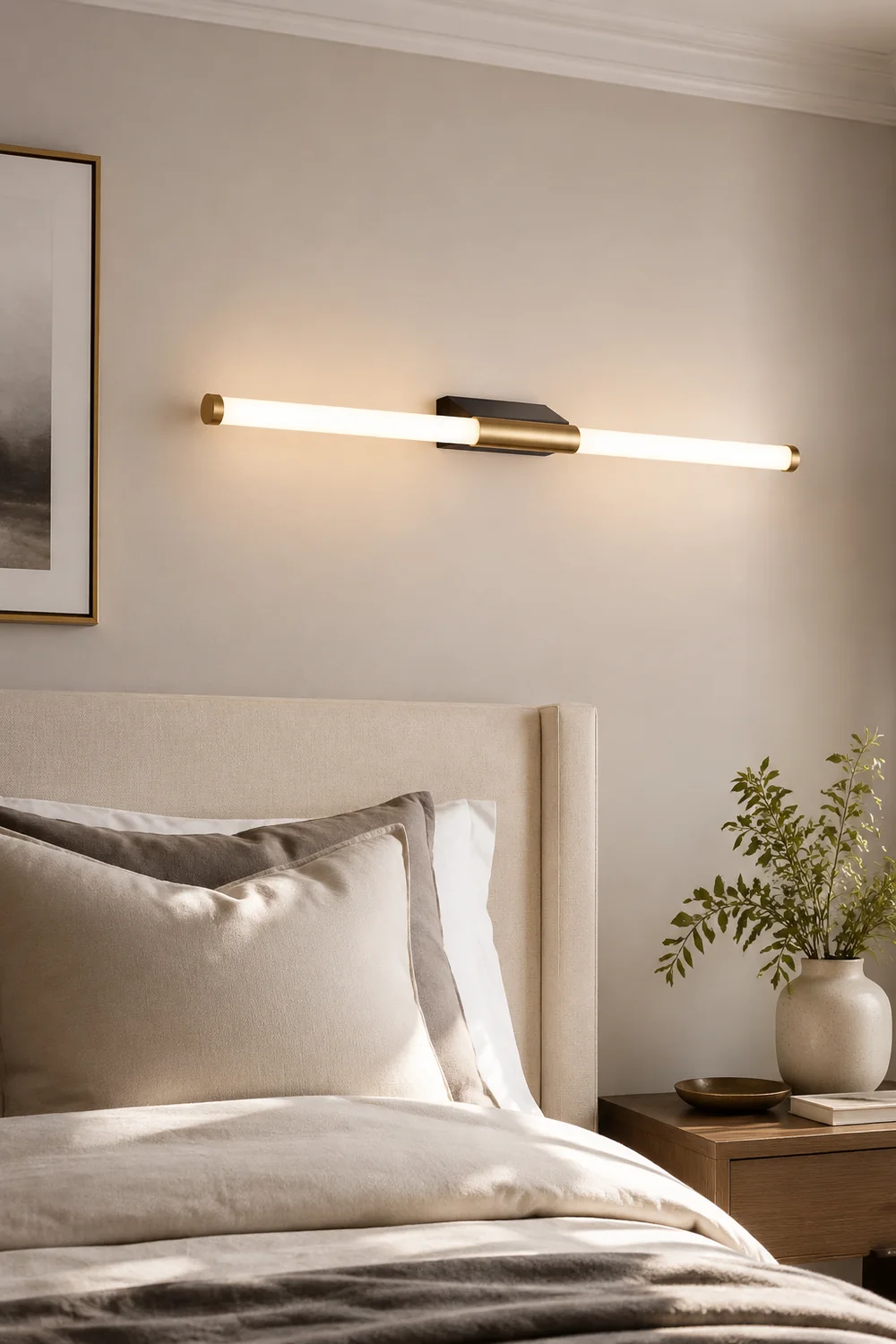 Leigh Modern Linear Cooper White Mirror Front Wall Lamp - Lumpaz