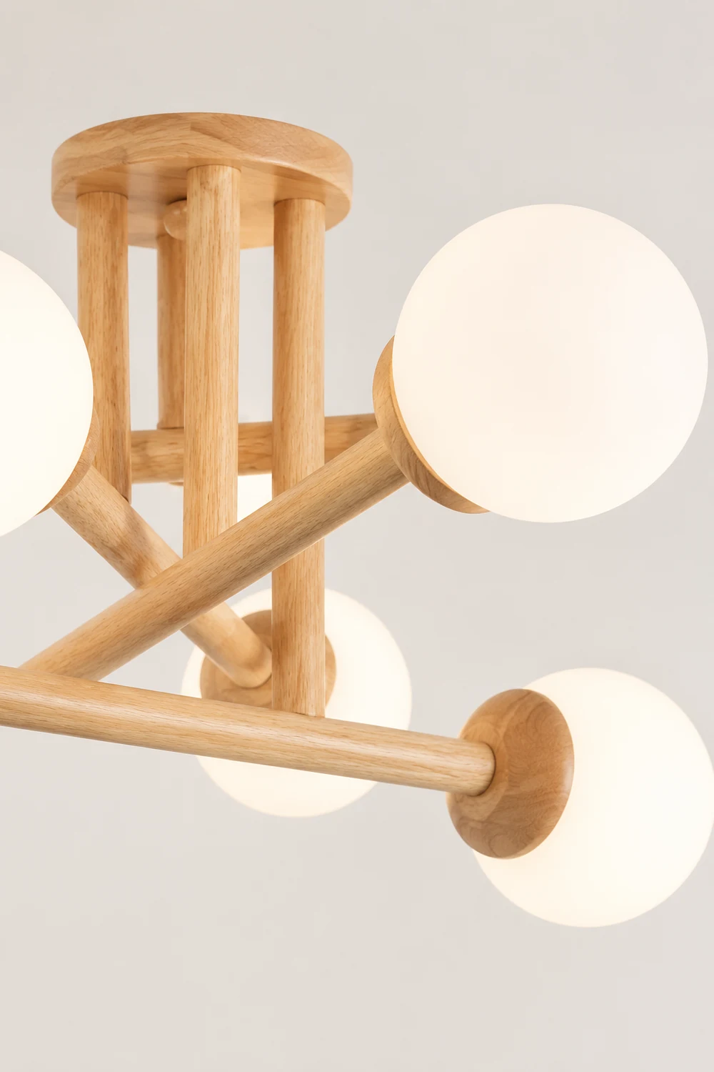 Ozawa Modern Globe Wood/Glass Flush Mount Ceiling Light - Lumpaz