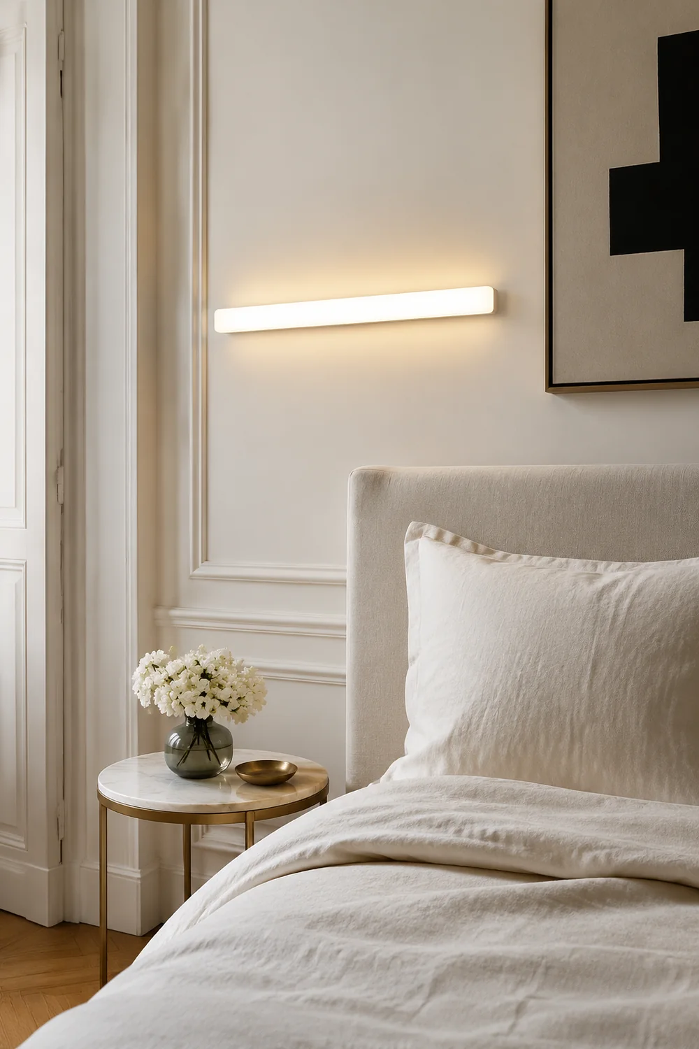 Edge Simple White Bar Mirror Front Vanity Wall Lamp, Acrylic - Lumpaz