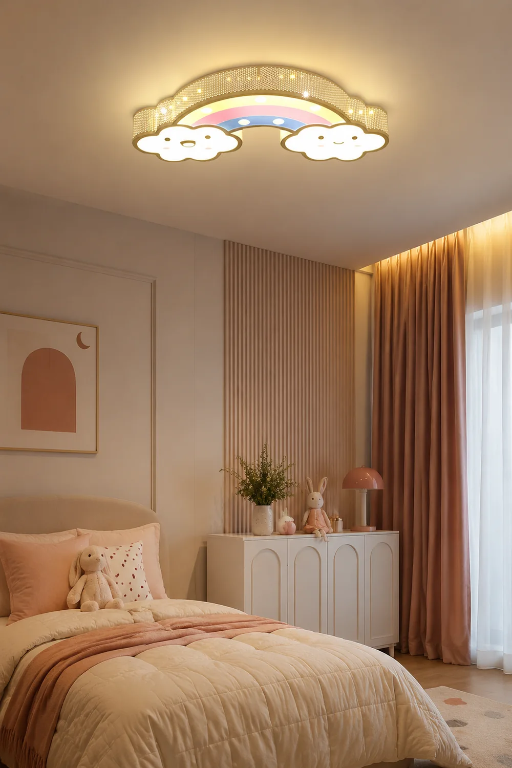 Freja Modern Rainbow/Rabbit Acrylic Flush Mount Ceiling Light - Lumpaz