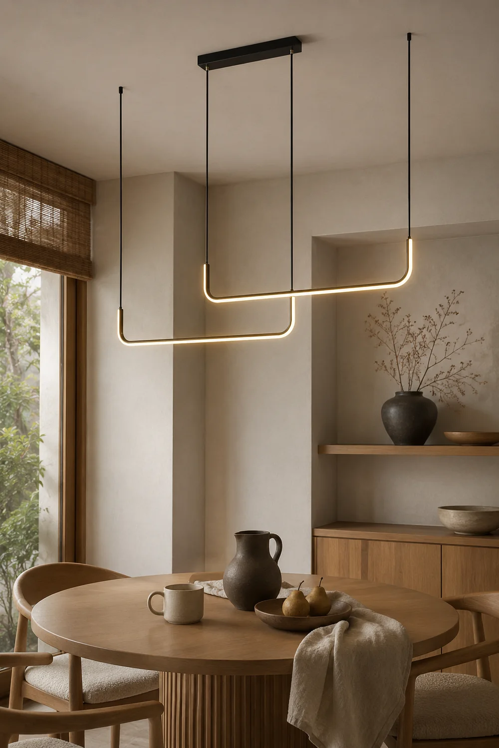 Edge Modern Linear Pendant Light Double Frame, Black/Gold - Lumpaz