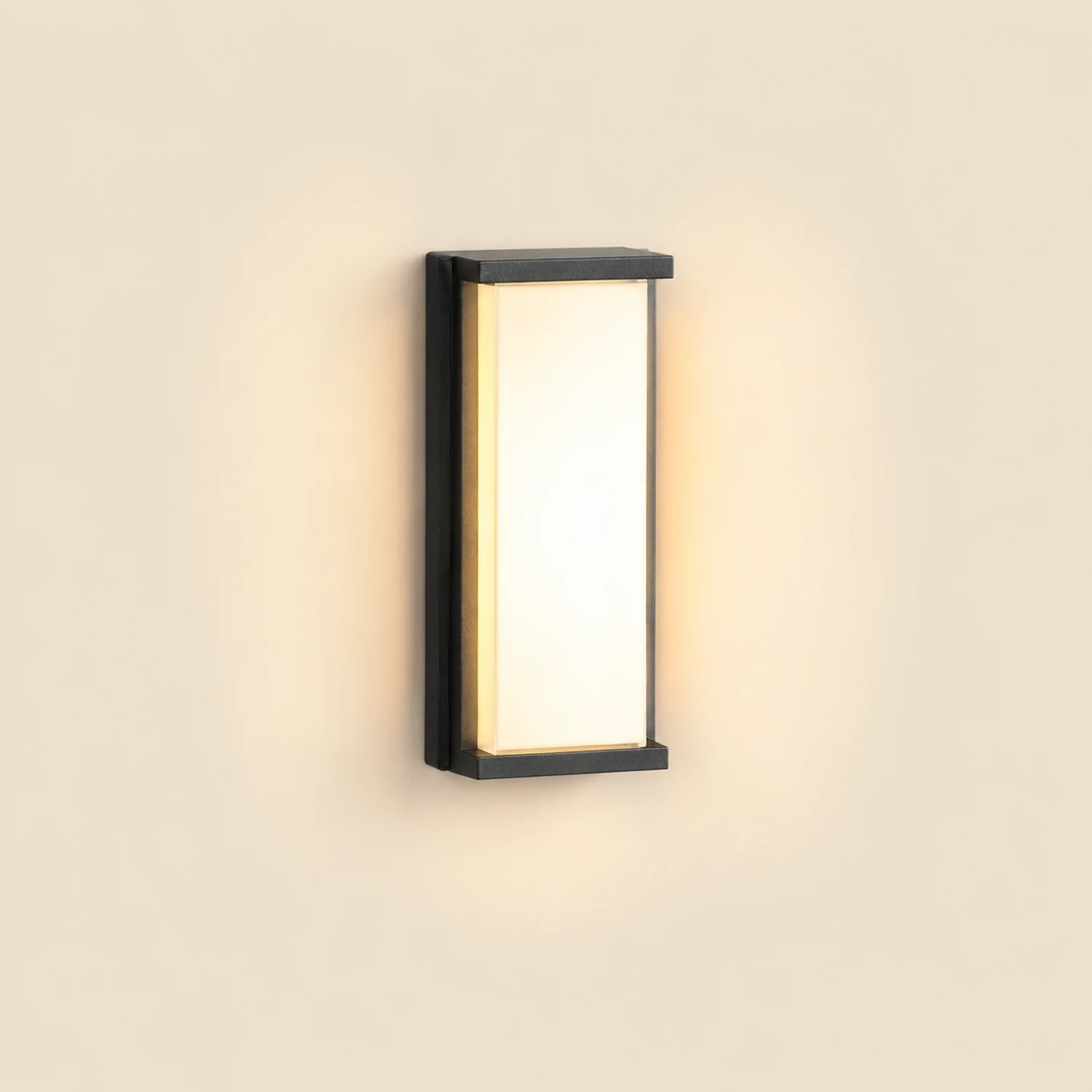 Orr Modern Minimalist Rectangular Metal Outdoor Wall Lamp, Black - Lumpaz