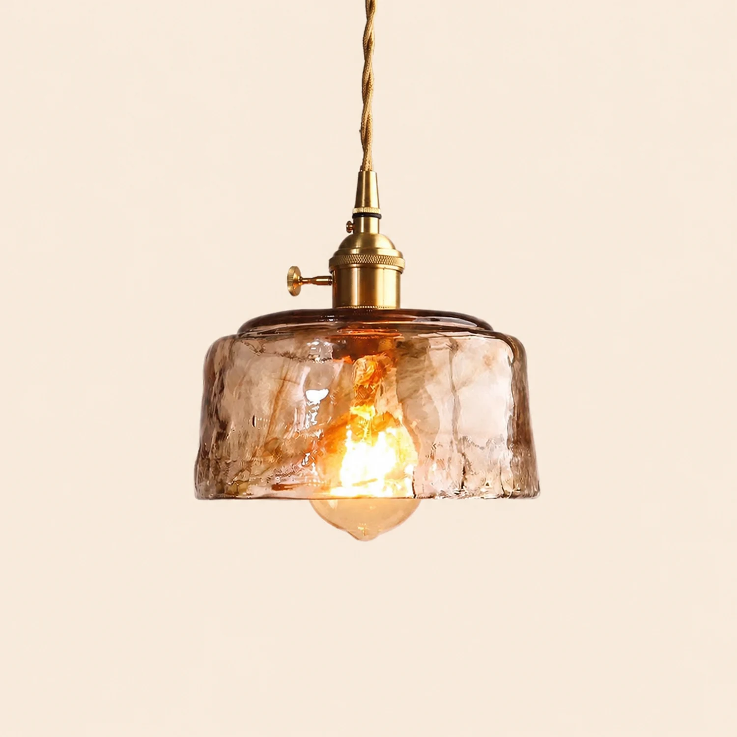 Levy Vintage Style Industrial Pendant Light Retro Metal Glass Brass - Lumpaz
