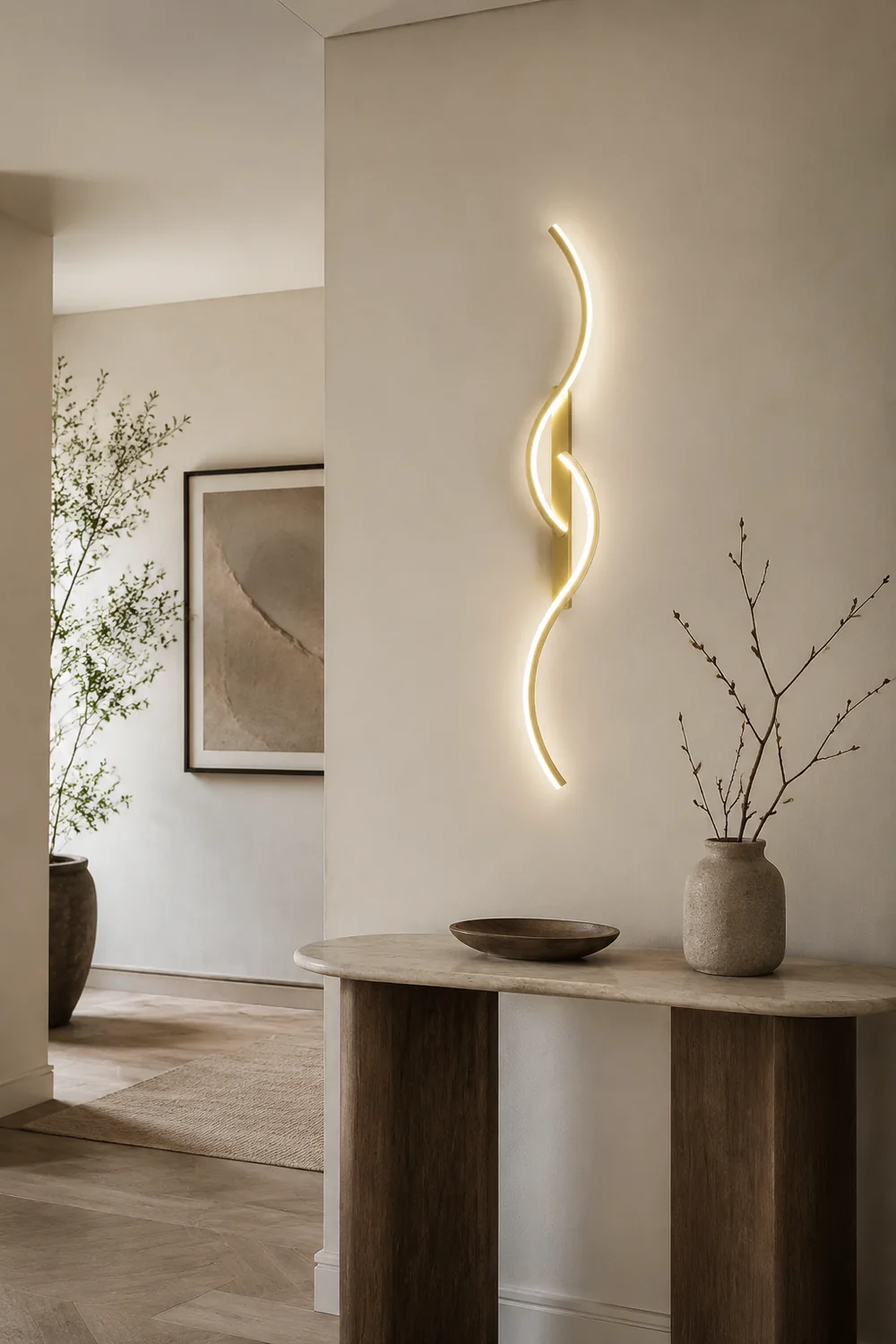 Modern Linear Wave Bedroom Wall Lamp Black/Gold Living Room - Lumpaz