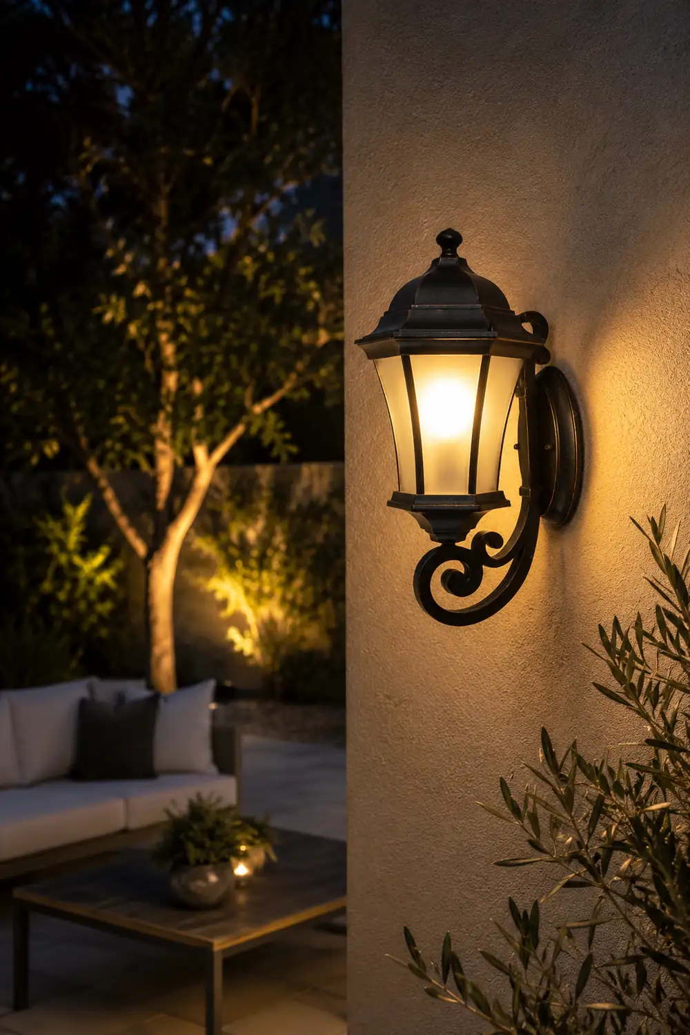Alessio Vintage Lantern Metal/Glass Outdoor Wall Lamp, Black - Lumpaz