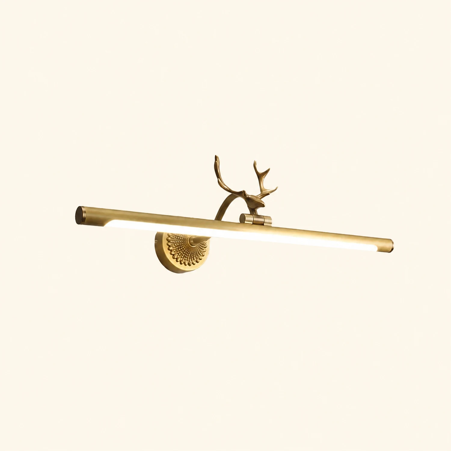 Leigh Modern Staghorn Shaped Vanity Mirror Front Wall Lamp, Black/Brass - Lumpaz