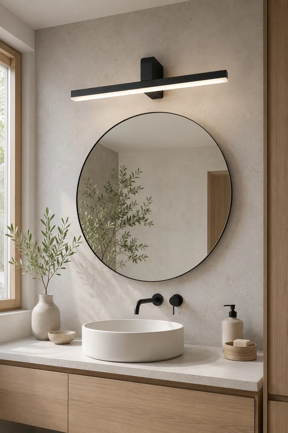 Edge Modern Linear Acrylic Mirror Front Wall Lamp, Black/White - Lumpaz