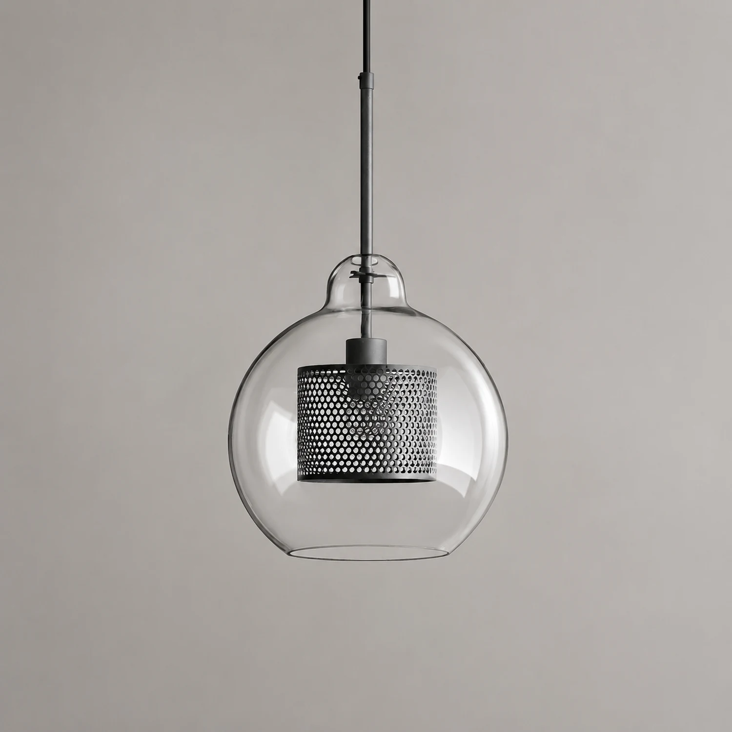 Oneal Contemporary Golden Pendant Light, Metal/Glass, Globe/Cylindric - Lumpaz