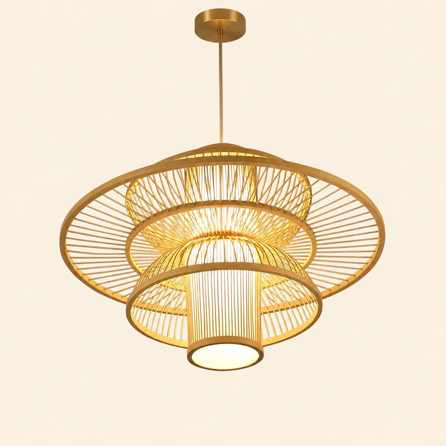 Muto Lotus-Shaped Rattan Pendant Light, 16"/19.5"/23.5" - Lumpaz