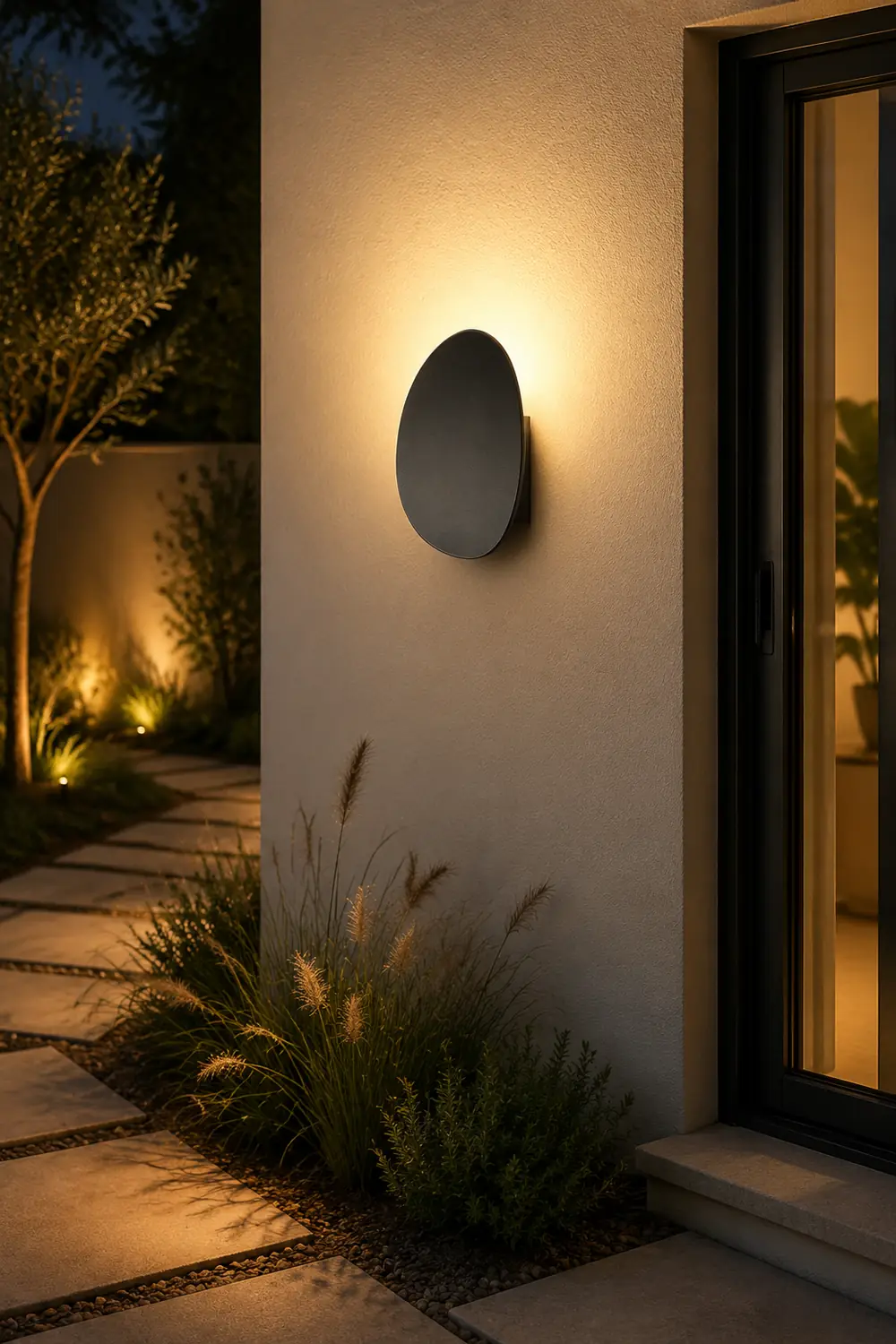 Orr Modern Minimalist Pebbles Shaped Metal/Acrylic Outdoor Waterproof Wall Lamp, Black/Gray - Lumpaz