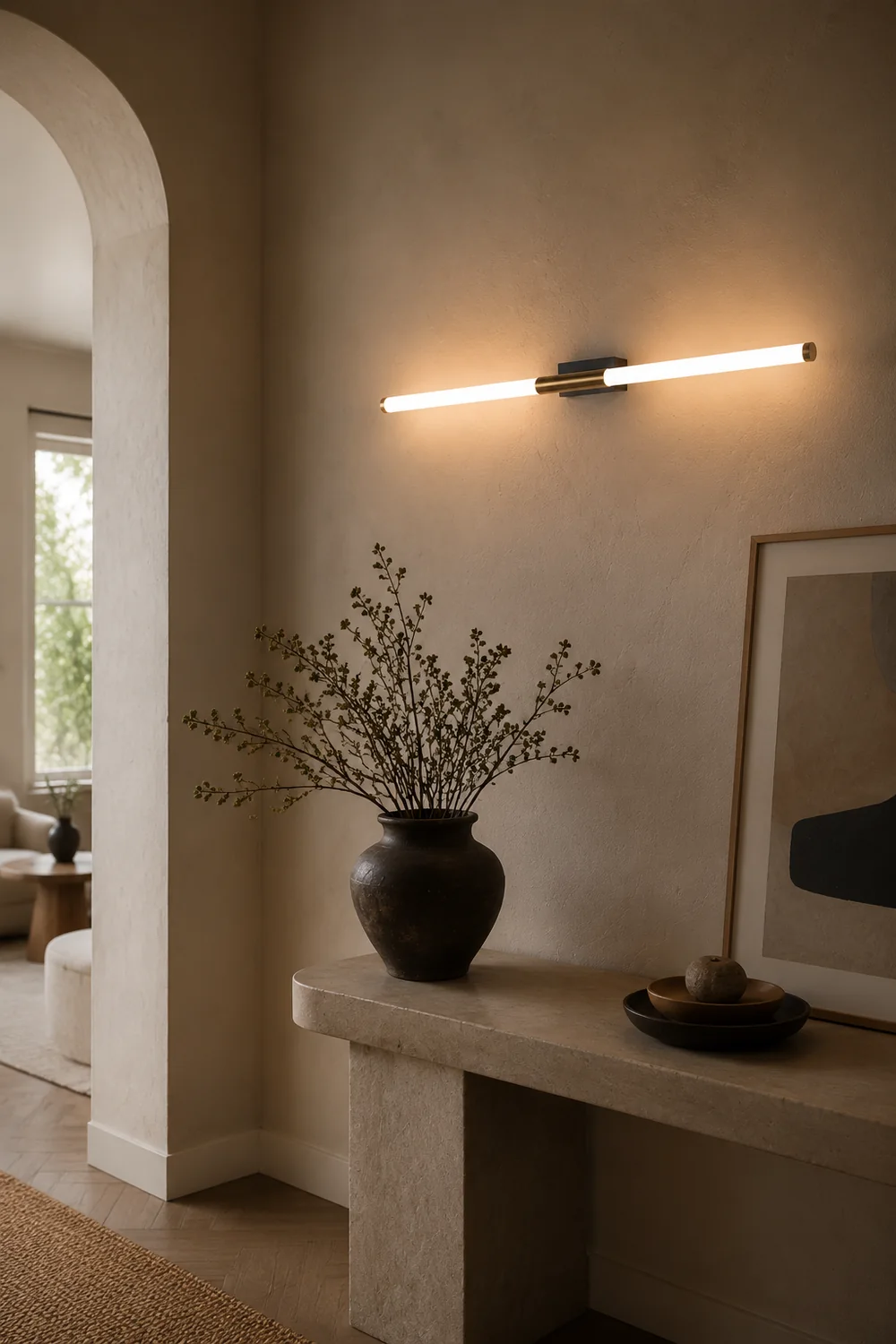 Leigh Modern Linear Cooper White Mirror Front Wall Lamp - Lumpaz