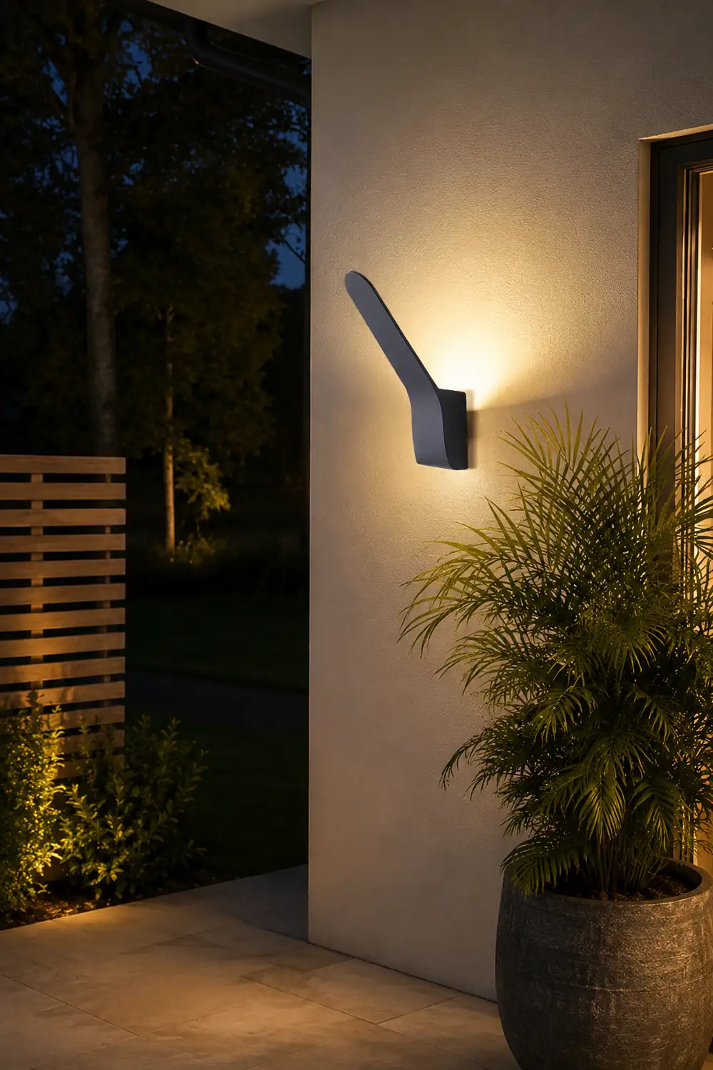 Orr Minimalist Tilt Linear Metal Outdoor Wall Lamp, Black - Lumpaz