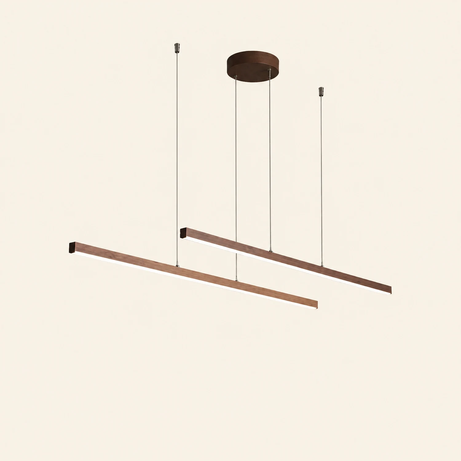 Edge Modern Minimalist Double-Linear Metal Pendant Light, Brown - Lumpaz