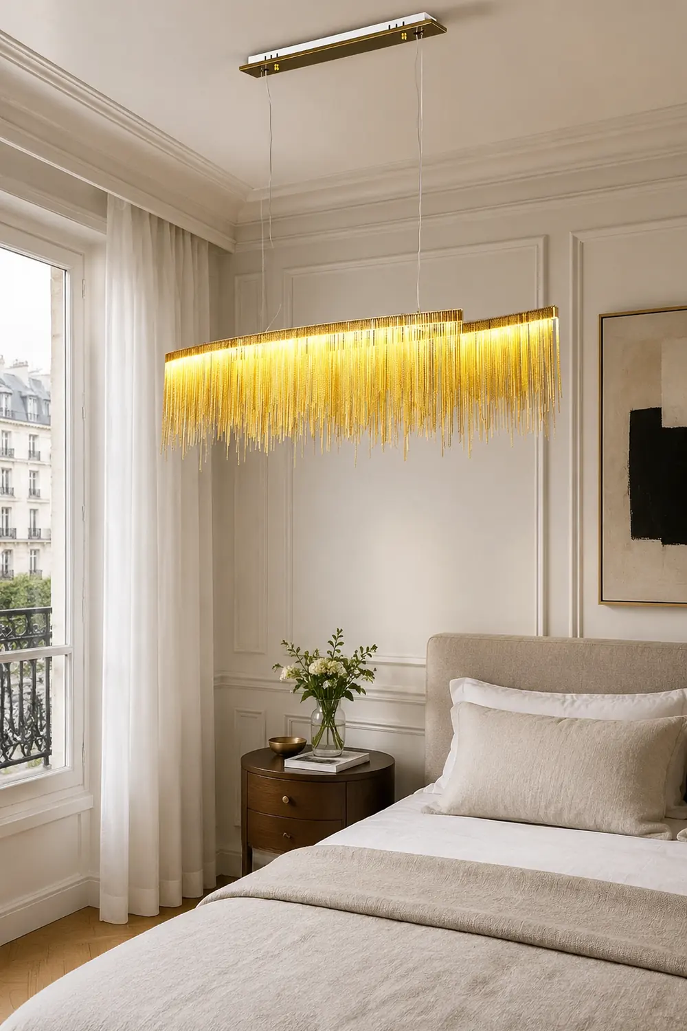 Marilyn Luxury Tassel Metal/Acrylic Pendant Light, Gold/Chrome - Lumpaz