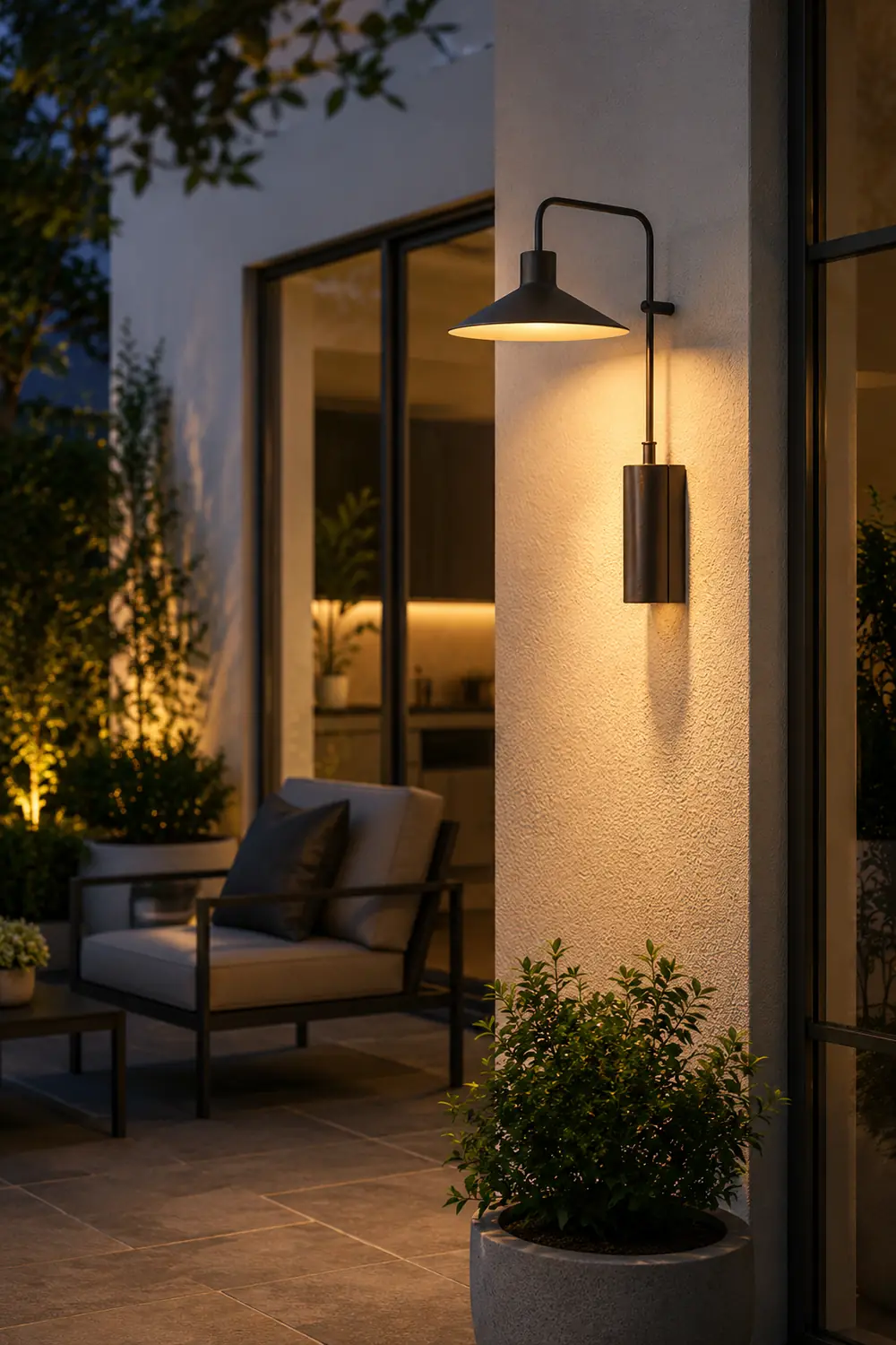 Carins Modern Minimalist Wide Cone Shape Metal Outdoor Waterproof Wall Lamp, Coffee/Green - Lumpaz