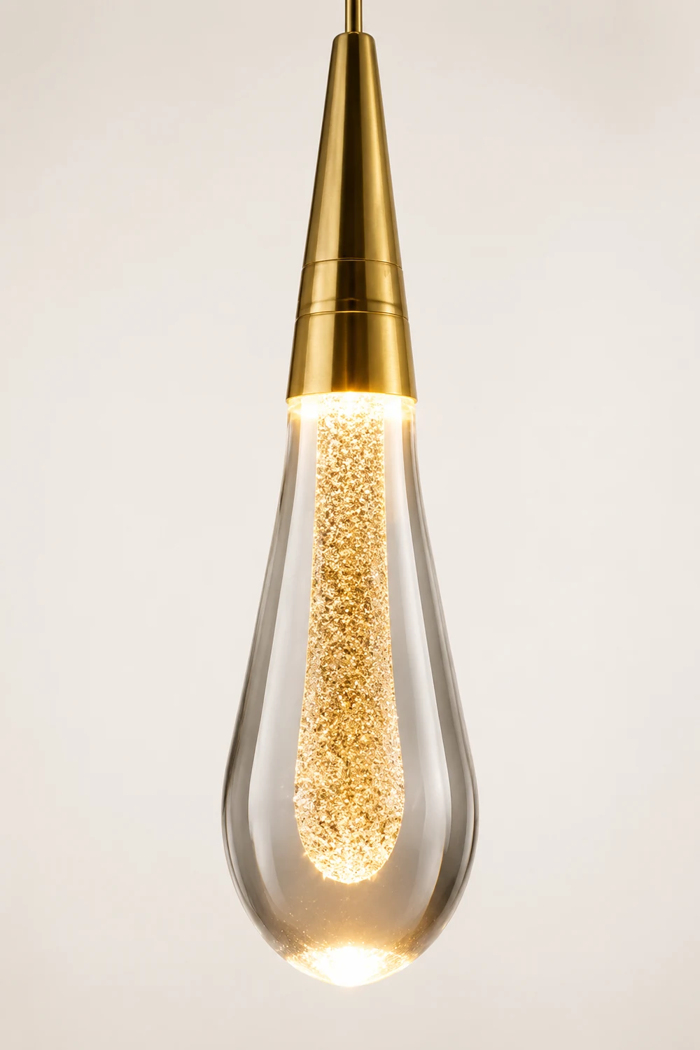 Kristy Modern Designer Teardrop Crystal Pendant Light, Gold - Lumpaz