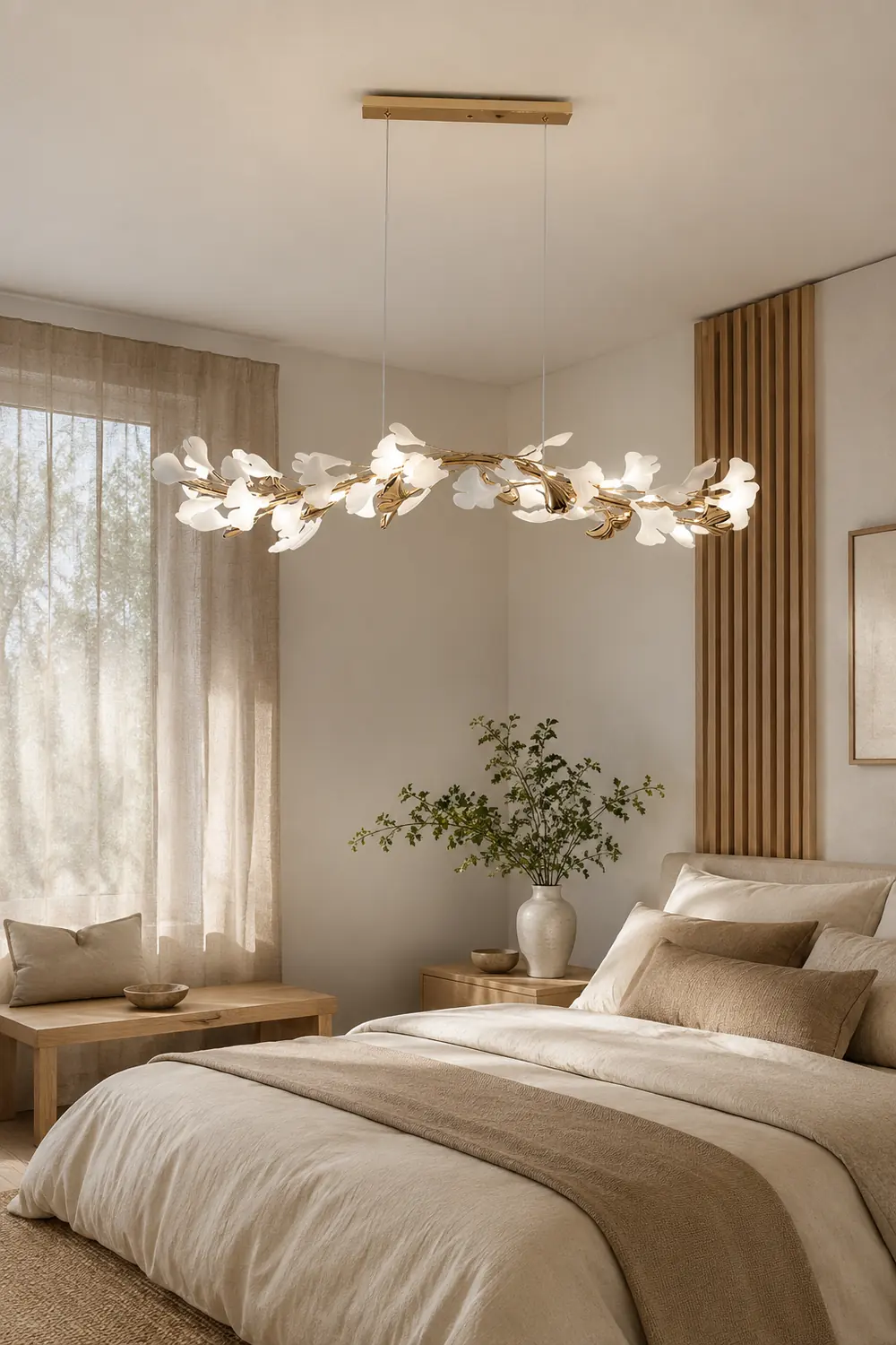 Ophelia CeraAut Modern Art Deco Metal & Ceramic Chandelier, Gold - Lumpaz