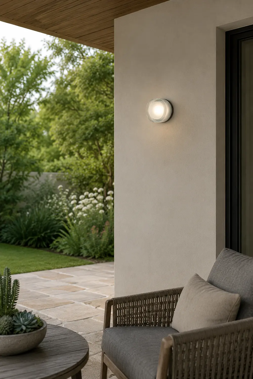 Valentina Modern Mini Drum Metal/Acrylic Outdoor Wall Lamp, Transparent - Lumpaz