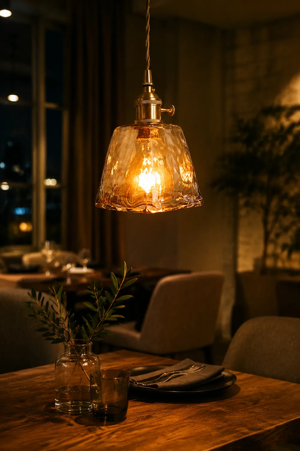 Levy Vintage Style Industrial Pendant Light Retro Metal Glass Brass - Lumpaz