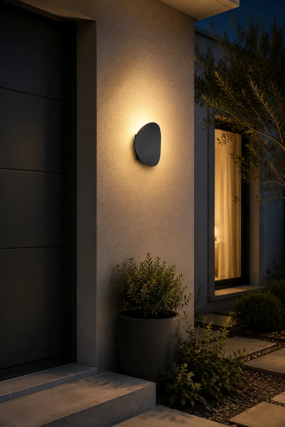 Orr Modern Minimalist Pebbles Shaped Metal/Acrylic Outdoor Waterproof Wall Lamp, Black/Gray - Lumpaz