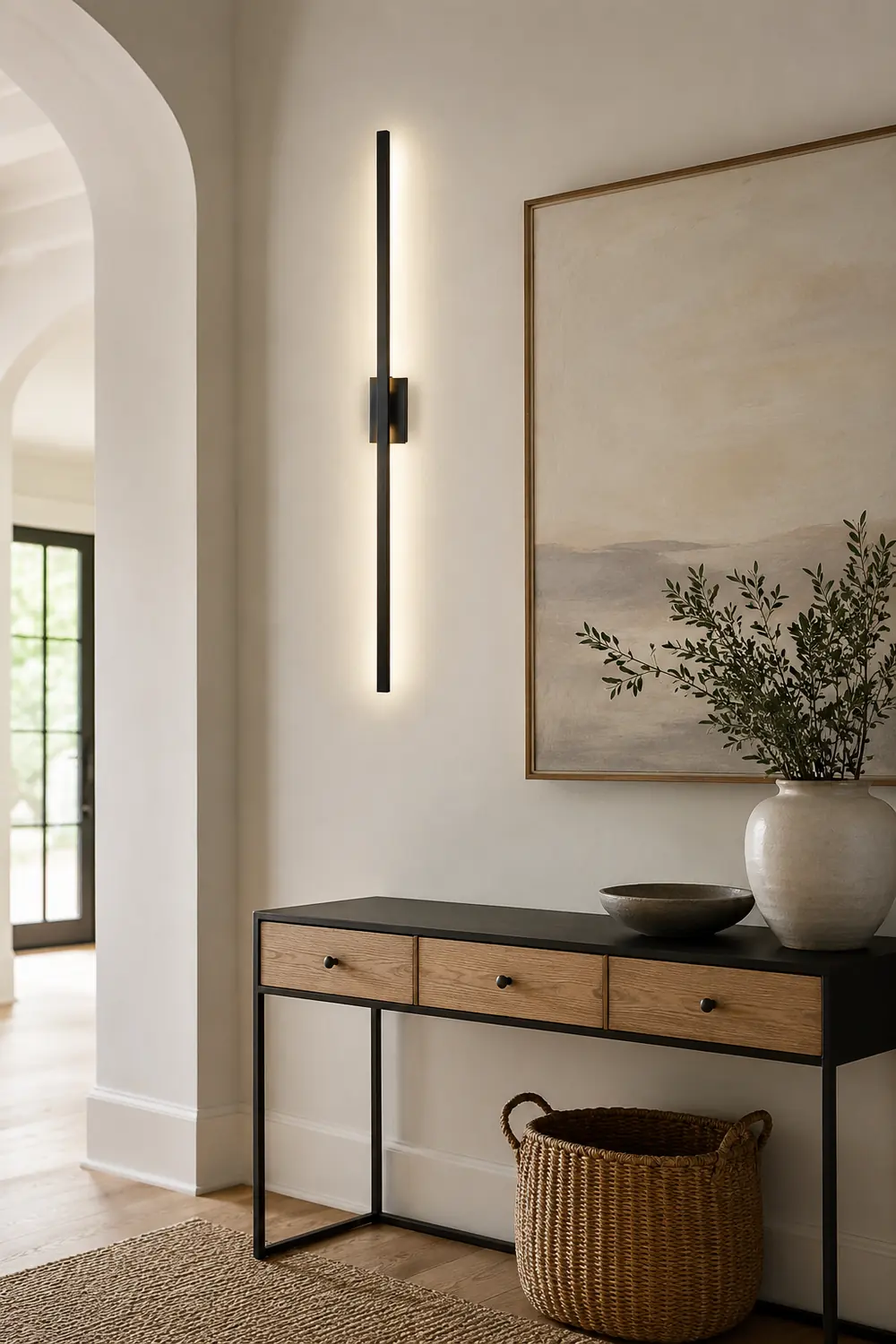 Leigh Minimalist Bar Black Metal Wall Lamp - Lumpaz