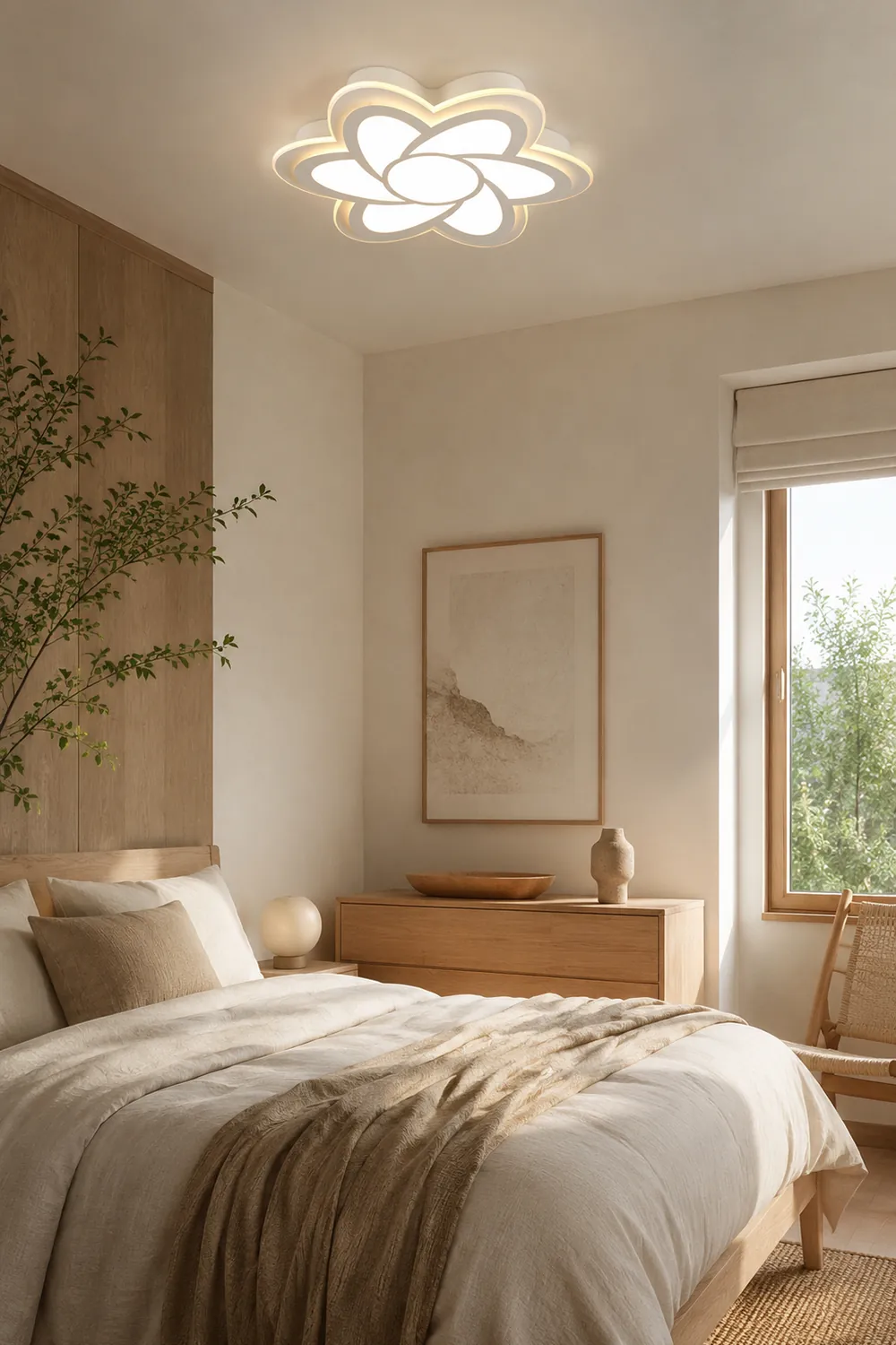 Hana Modern White Flower Flush Mount Ceiling Light, Metal - Lumpaz