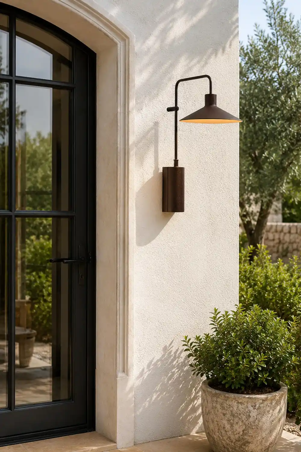 Carins Modern Minimalist Wide Cone Shape Metal Outdoor Waterproof Wall Lamp, Coffee/Green - Lumpaz