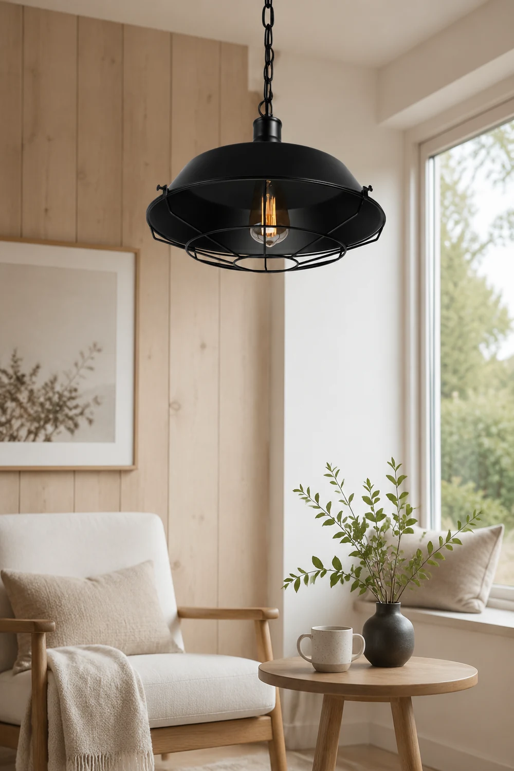 Alessio Farmhouse Swag Barn Pendant Light, Black - Lumpaz