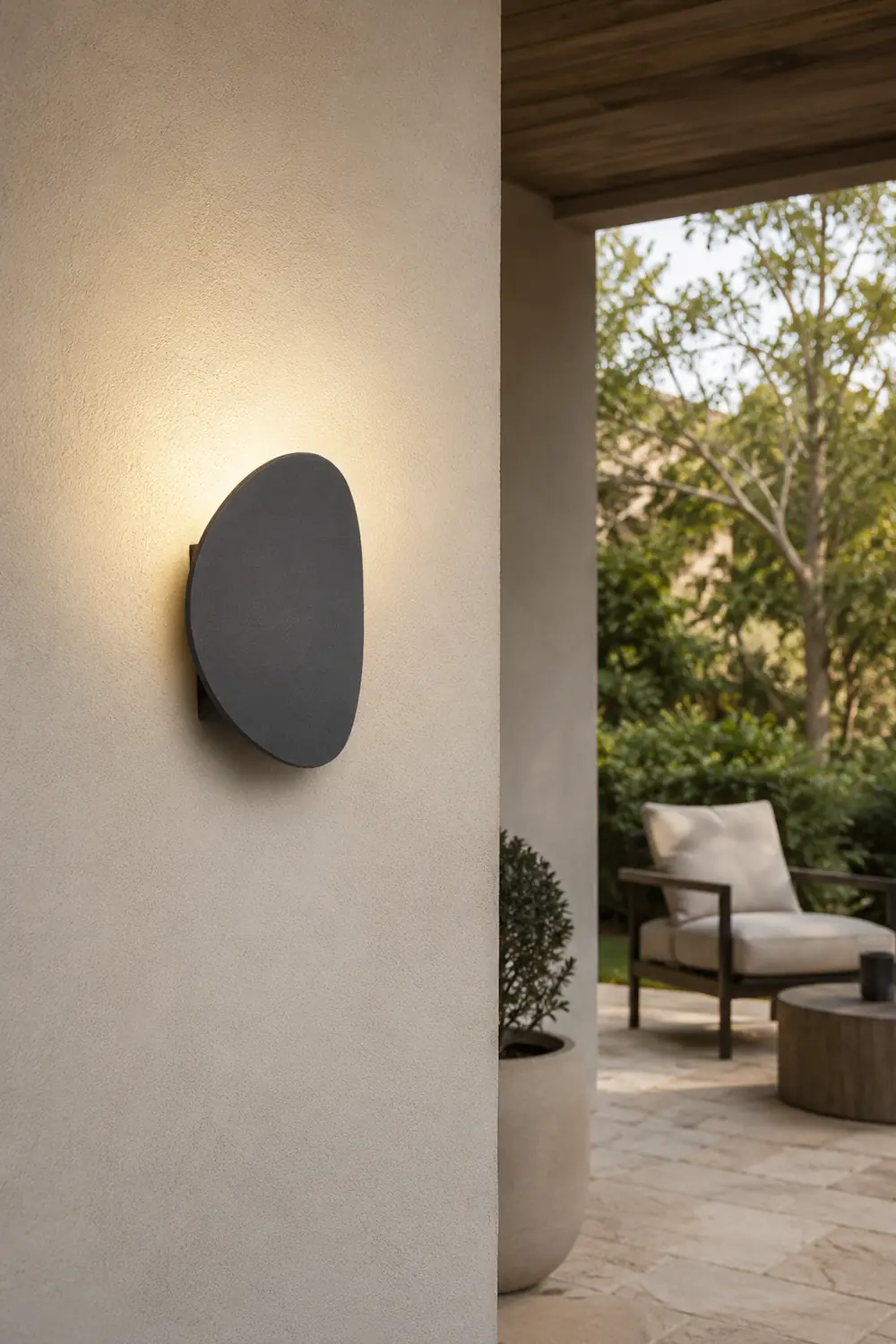 Orr Modern Minimalist Pebbles Shaped Metal/Acrylic Outdoor Waterproof Wall Lamp, Black/Gray - Lumpaz