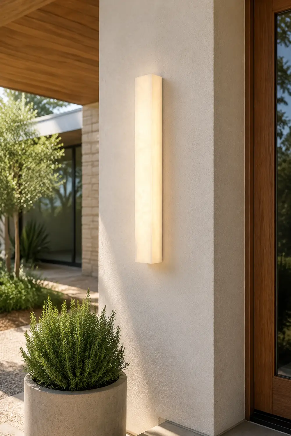 Edge Modern Rectangular Resin Outdoor Wall Lamp, White - Lumpaz
