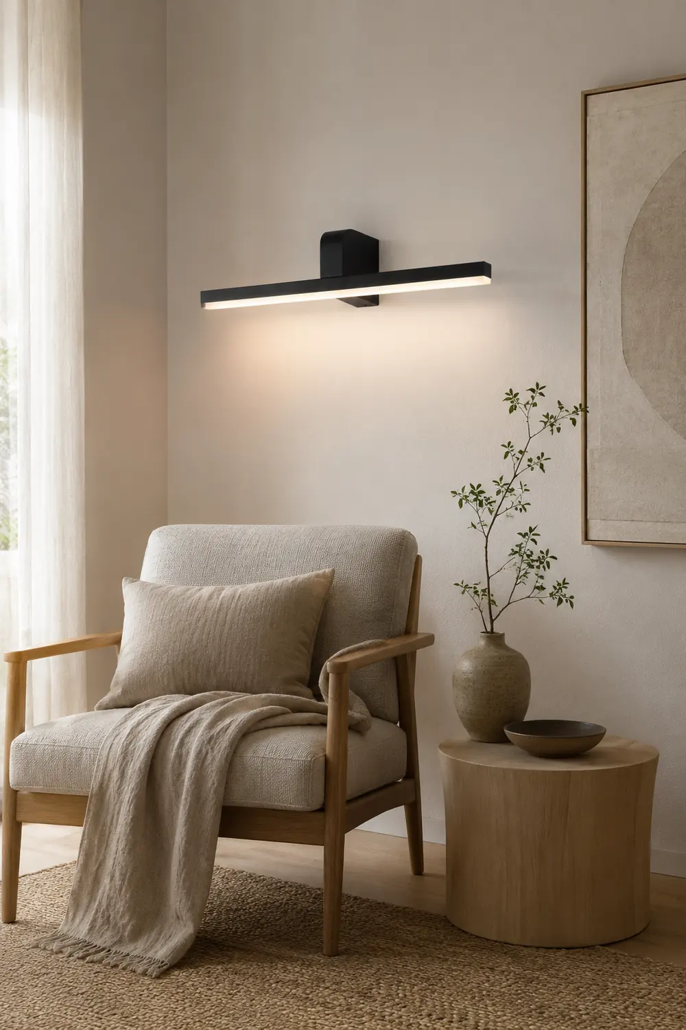 Edge Modern Linear Acrylic Mirror Front Wall Lamp, Black/White - Lumpaz