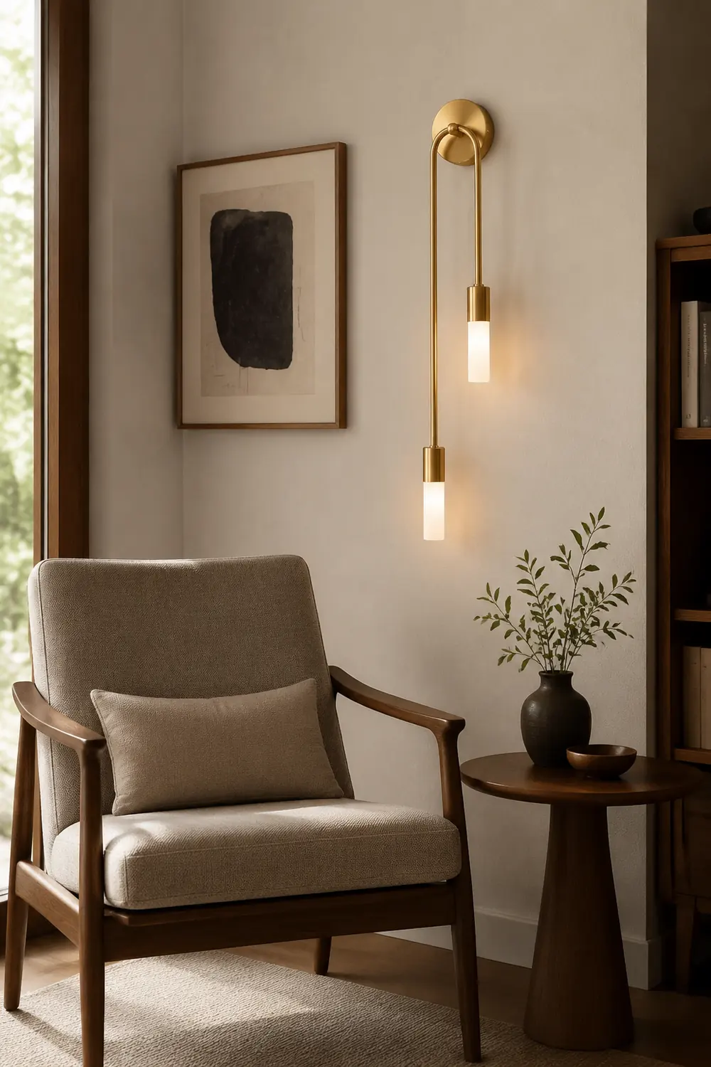 Meza Modern Stick Wall Sconce Gold Metal for Bedeside - Lumpaz