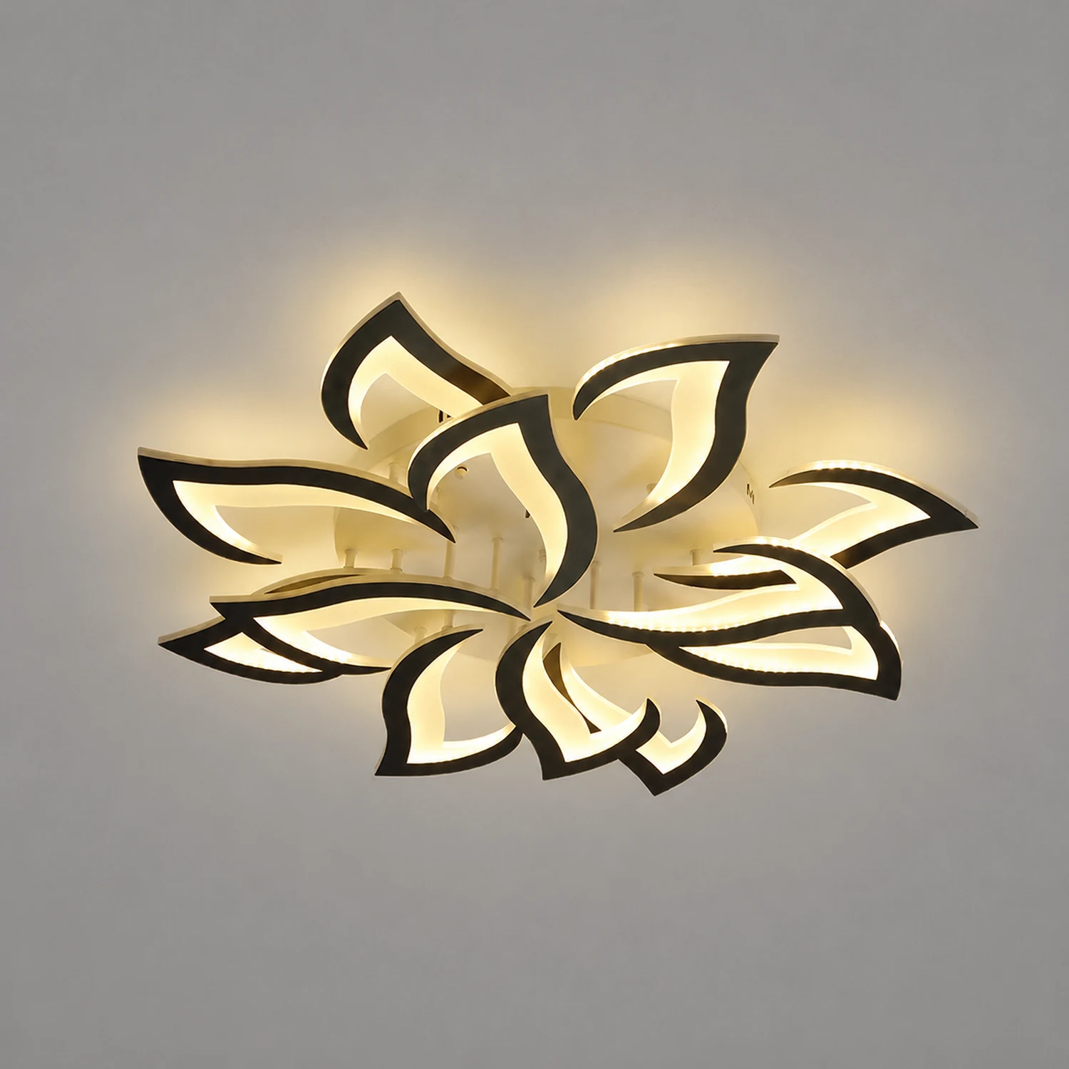 Hana Elegant Flower Flush Mount Ceiling Light, White/Black - Lumpaz