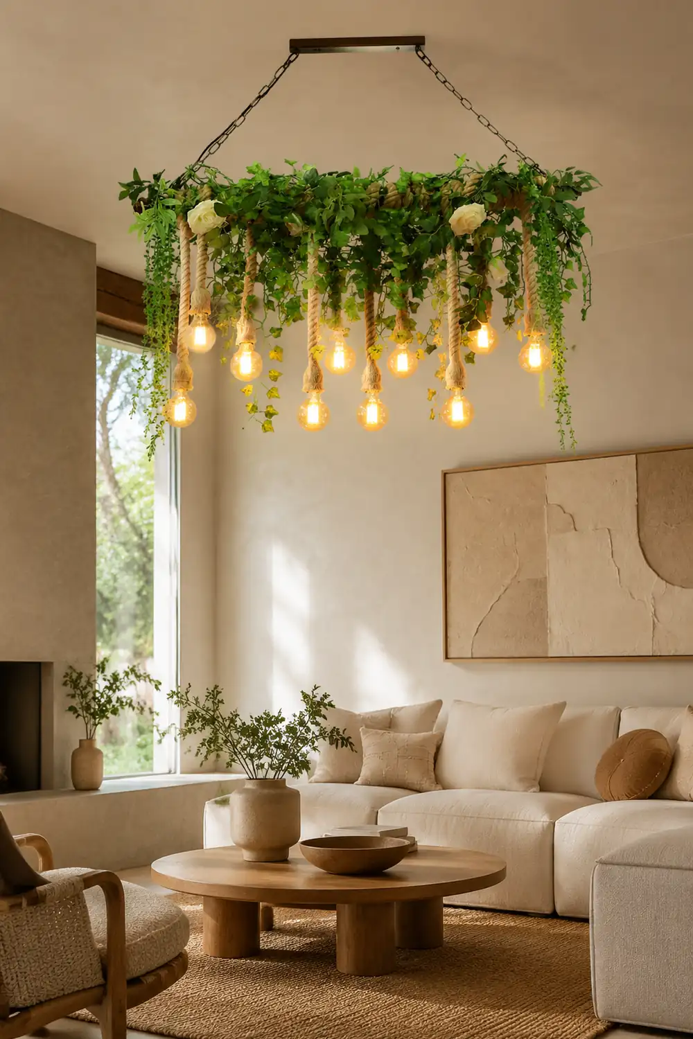 Nest Natural Decorative Metal/Glass Pendant Light, Green - Lumpaz