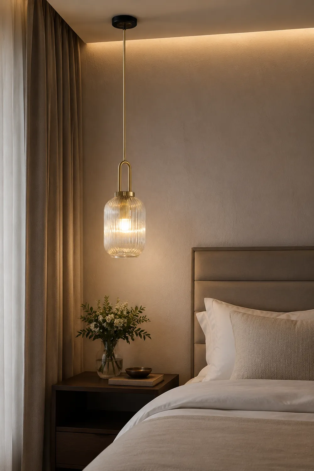 Sanna Modern Ribbed Clear Glass Pendant Light - Lumpaz