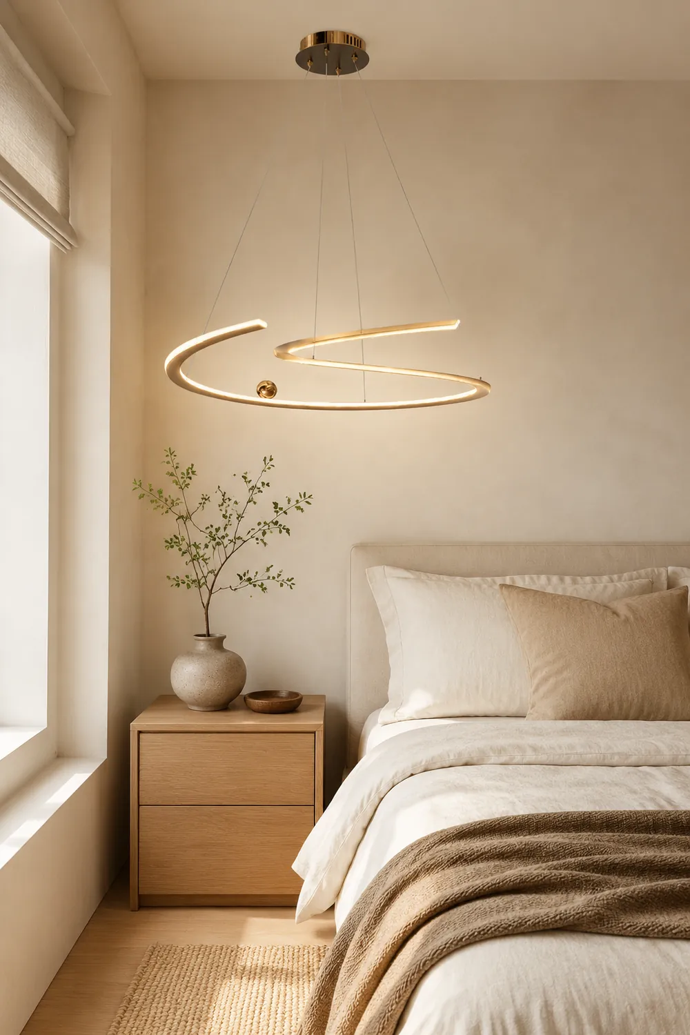Minimalist Linear Metal Pendant Light,Gold - Lumpaz