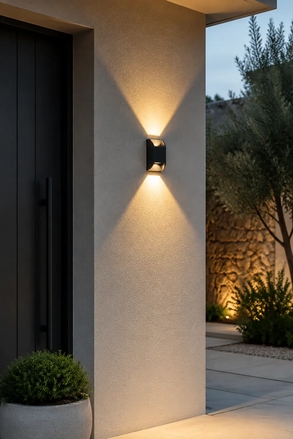 Orr Minimalist Up/Down Metal Outdoor Wall Lamp, Black - Lumpaz