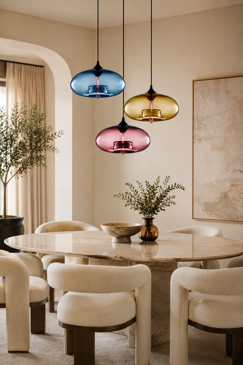 Hailie Modern Bread Shaped Glass Pendant Light 6 Color Living Room - Lumpaz
