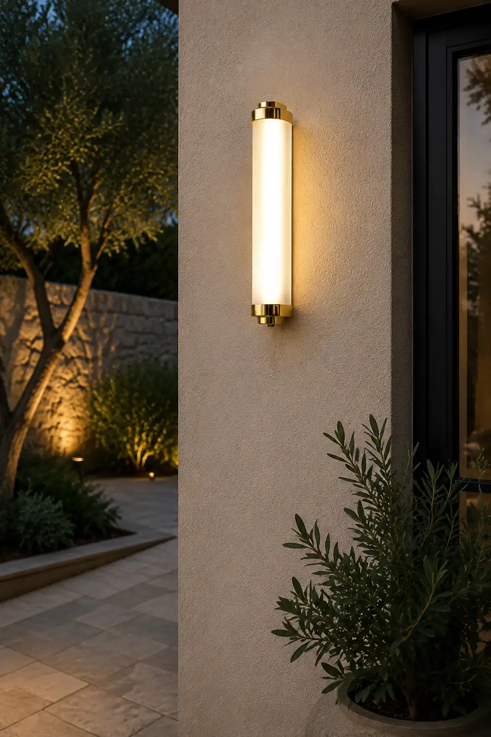 Edge Minimalist Cylindrical Metal Outdoor Wall Lamp, Black/Gold/Silver - Lumpaz