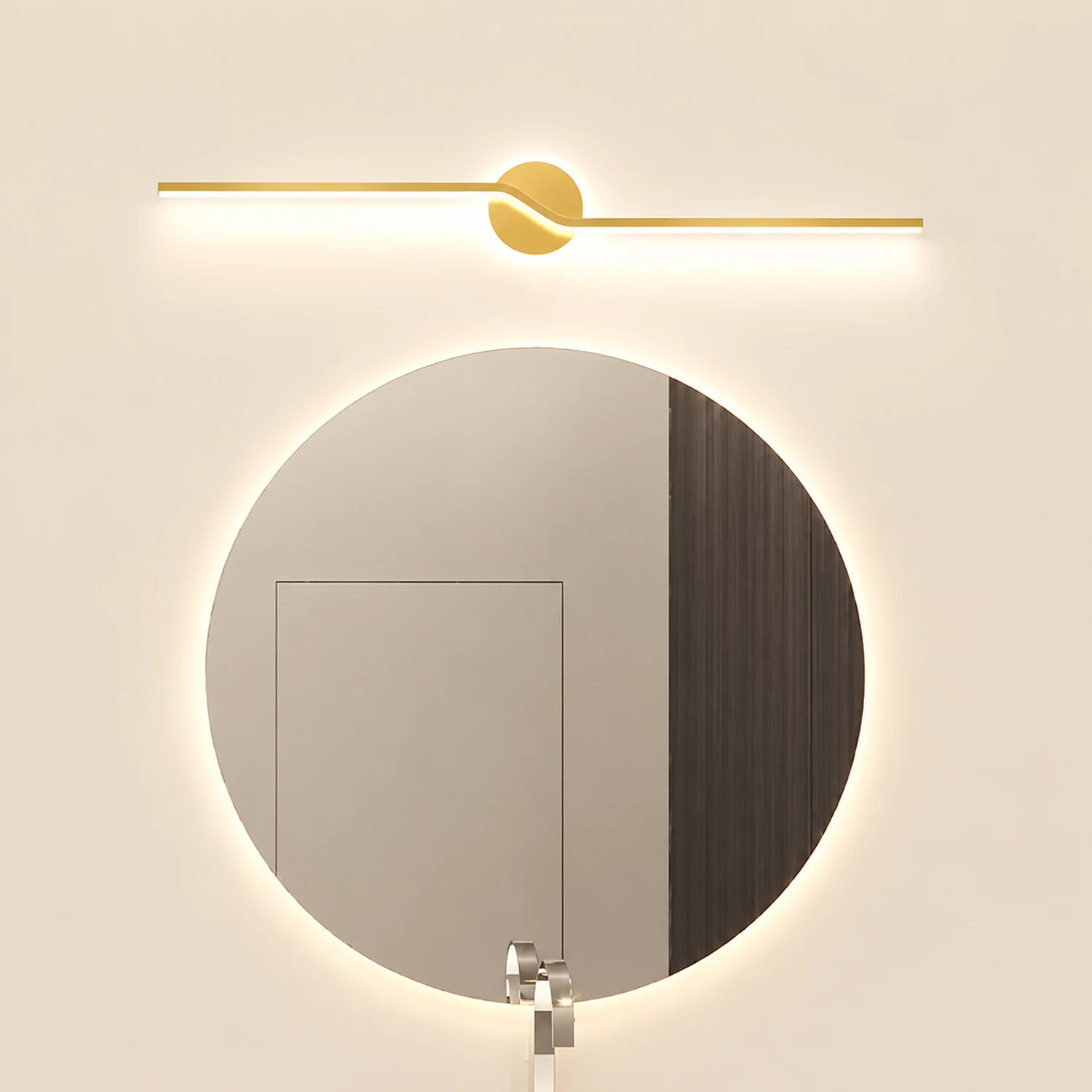 Leigh Wall Lamp Linear Minimalist, Metal, Black/Gold, Bedroom - Lumpaz