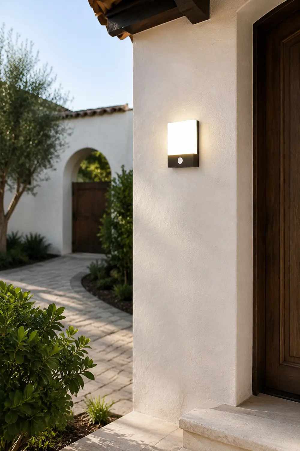 Orr Modern Sensor Rectangular Metal Outdoor Wall Lamp, Black/White - Lumpaz