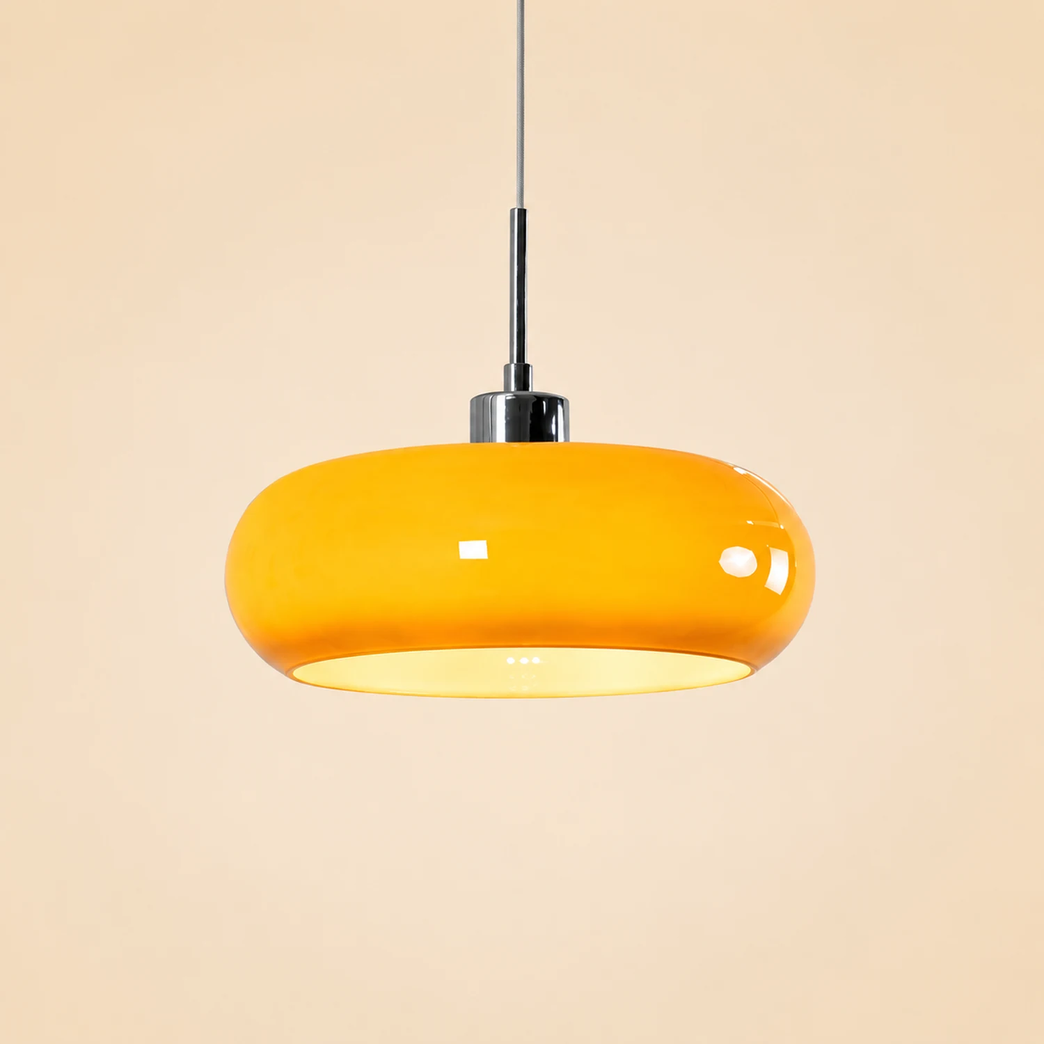 Hailie Bread Shape Glass Pendant Light Retro Orange/White - Lumpaz