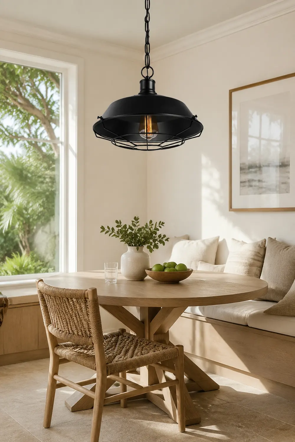 Alessio Farmhouse Swag Barn Pendant Light, Black - Lumpaz