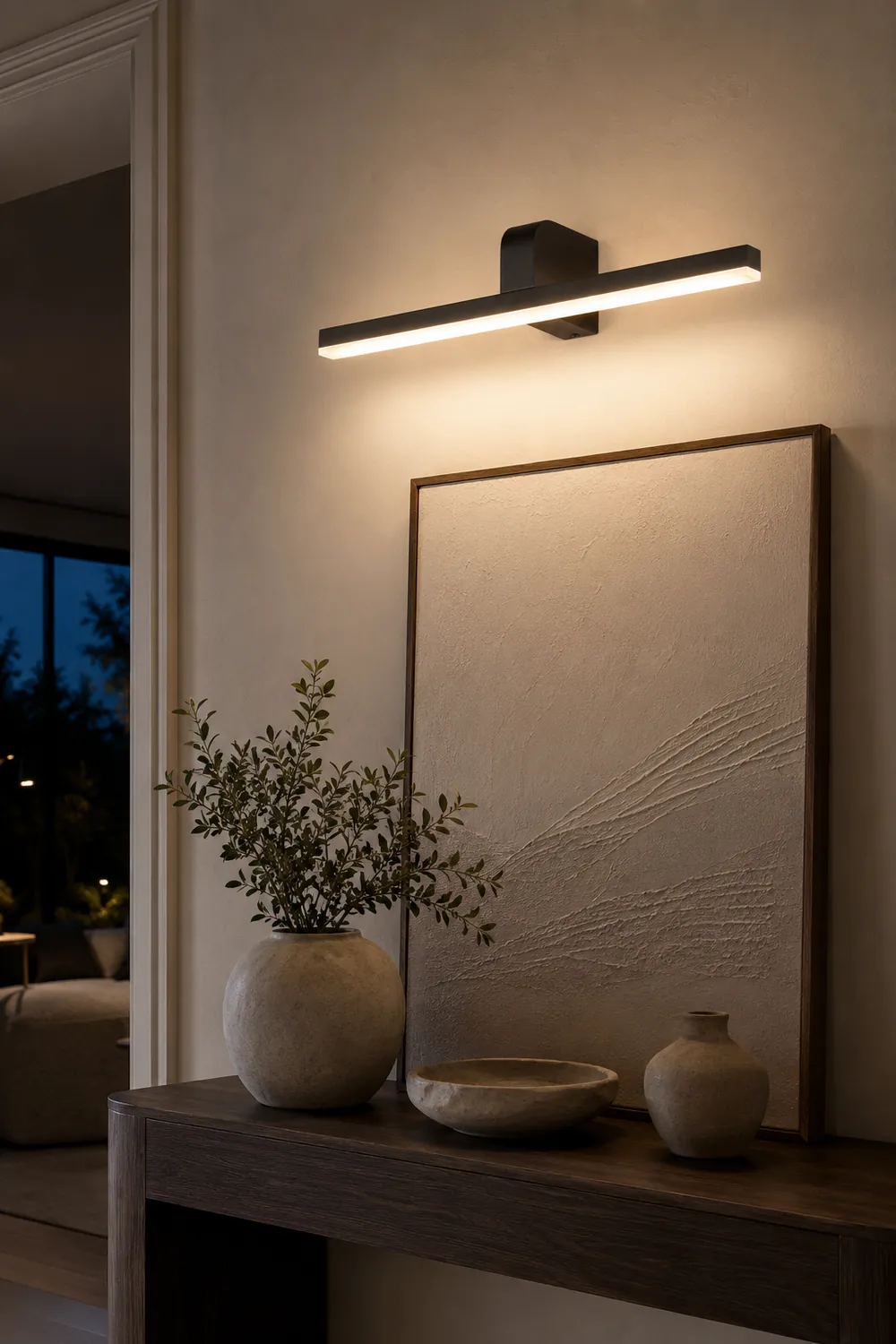 Edge Modern Linear Acrylic Mirror Front Wall Lamp, Black/White - Lumpaz