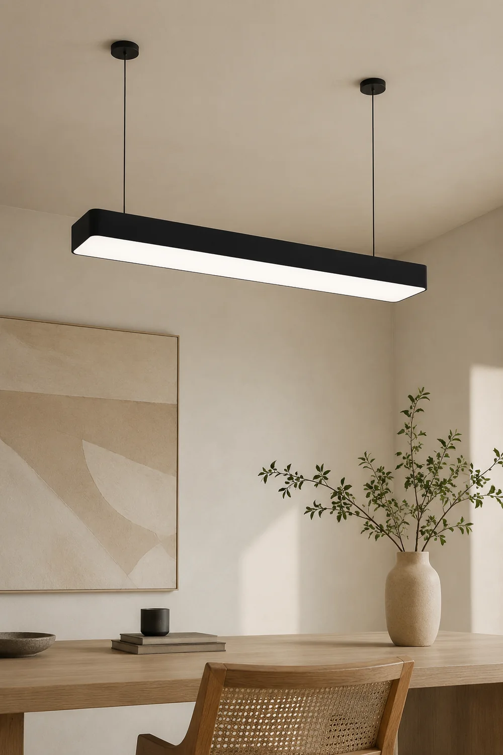Edge Minimalist Rectangular LED Black Pendant Light Acrylic Office - Lumpaz
