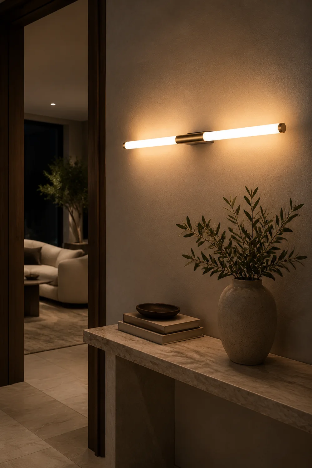 Leigh Minimalist Linear Metal Wall Lamp, Gold - Lumpaz